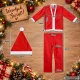 Santa Claus Costume Set with Beard and Hat, One Size, Red