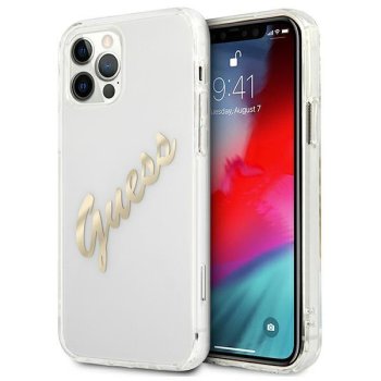 Apple iPhone 12 Pro Max 6.7'' Guess Vintage Script Gold Case Cover (GUHCP12LKTRSVGO), Transparent