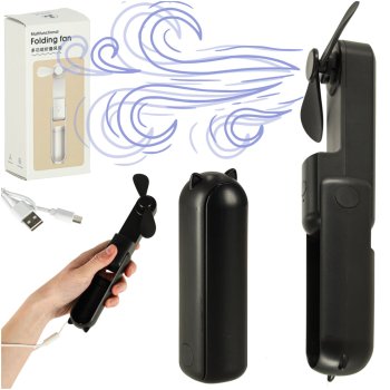 Portable Mini USB Fan, Foldable Handheld and Desk Fan, Black