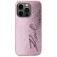Karl Lagerfeld iPhone 15 Pro Max Case Wrinkled Metal Signature, Pink