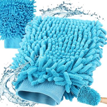 Microfiber Car Wash Mitt for Cleaning and Polishing, Blue