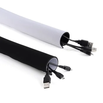 Maclean MCTV-672 Neoprene Cable Organizer, 110mm x 2m, Black/White