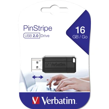 Verbatim Store 'n' Go PinStripe 16GB USB 2.0 Flash Drive 49063, Black