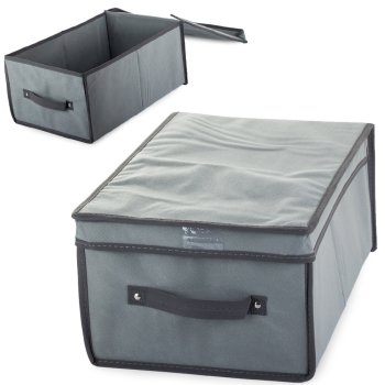 Fabric Storage Box Organizer with Lid for Clothes, 45x30x20 cm, Grey