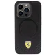 Ferrari iPhone 15 Pro Case Carbon Metal Logo MagSafe, Black
