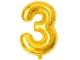 Foil Balloon Number 3 for Birthday Party Decoration 66cm, Gold