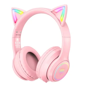 Onikuma B90 Wireless Gaming Headphones with Cat Ears, Pink