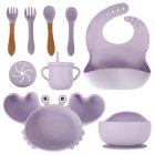 Ikonka Silicone Baby Tableware Set Crab, 9 Pieces, Purple