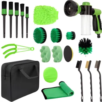 Car Cleaning and Detailing Kit, 21 Pieces, with Spray Gun and Storage Bag