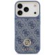Guess 4G Strass Logo & Big Strap Metal Buttons MagSafe Case for iPhone 17 Pro, Blue