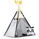 Nukido Baby Tipi Tent Wigwam with Garland and Lights, White-Black