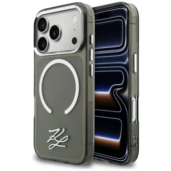Karl Lagerfeld IML KL Script Logo MagSafe Case for iPhone 17 Pro, Black
