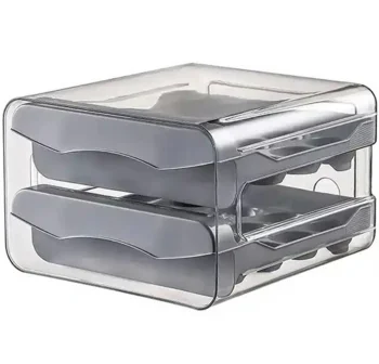 Egg Storage Container with Drawers, 32 Eggs, Grey