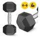Hexagonal Steel Dumbbell 4FIZJO HEX 1 x 7.5 kg, Black