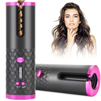 Automatic Cordless Rotating Hair Curler with LCD Display
