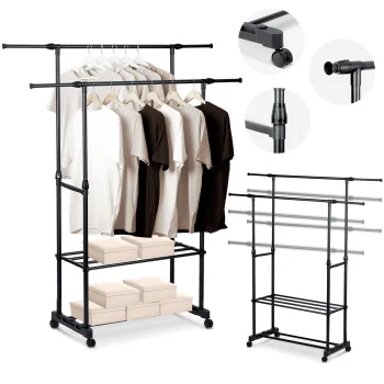 Massido 686200 Mobile Clothes Rack, Black