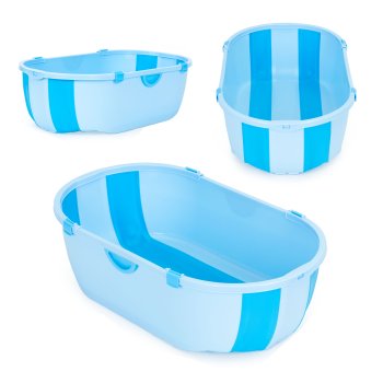 ECOTOYS Foldable Baby Bathtub for Infants Portable Travel Bath with Drain Plug, Blue