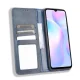 Xiaomi Redmi 9A PU Leather Retro Style Wallet Protective Cover Case, Blue