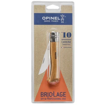 Opinel No. 10 Pocket Knife with Carbon Steel Blade and Wood Handle