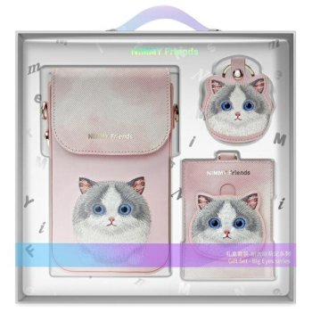 Nimmy Big Eyed Pet 2.0 Cat 3-in-1 Phone Bag, Wallet & Tracker Case, Pink