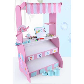 Kids Wooden Market Stall Store Pretend Play Toy, Pink
