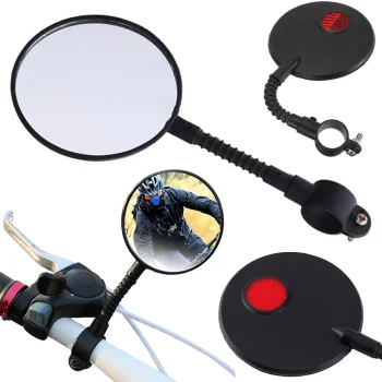 Universal Bicycle Rearview Mirror with Reflector Black