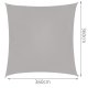 Awning sail sun and rain shade 3.6x3.6 m, gray