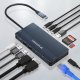 USB-C Hub 14 in 1 Wozinsky WDS03Y5S Multifunctional, Aluminum, 3 Monitors, with 15 cm Cable - Gray