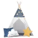 Nukido 740424 Kids Teepee Tent with Lights and Mat, Navy Blue