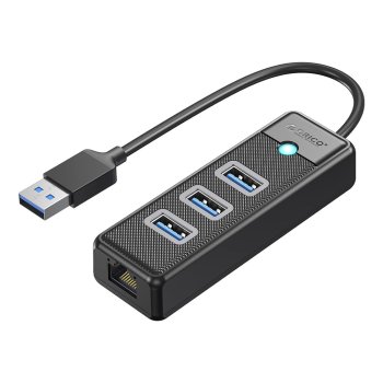 Orico PW3UR25-U3 4-Port USB Hub (3x USB-A 3.0, 1x RJ45 2.5G), 0.5m, Black