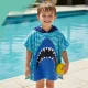 Kids Hooded Beach Towel Shark Poncho 50x100 cm, Blue