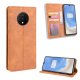 OnePlus 7T Vintage Style Magnetic Leather Wallet Protective Case Cover, Brown