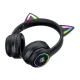Onikuma B90 Wireless Gaming Headphones with Cat Ears, Black