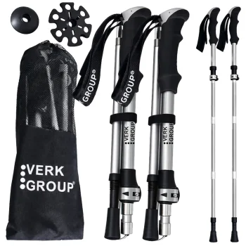 Verk Group Nordic Walking and Trekking Poles with Cover, Silver