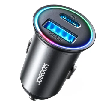 Joyroom JR-CCN04 60W USB-A USB-C mini car charger - black