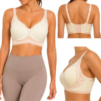 Women's Push-Up Sports Bra with Pads, Seamless, White, Size M