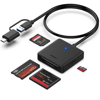 Benfei 4-in-1 USB-C / USB-A 3.0 Card Reader for SD Micro SD MS CF Black