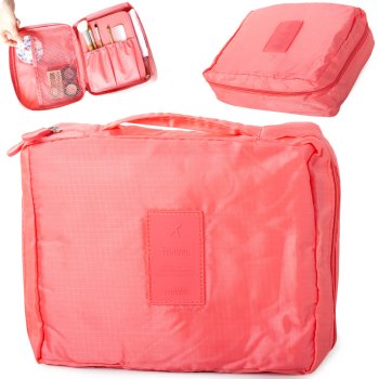 Travel Toiletry Bag Cosmetic Organizer, Salmon
