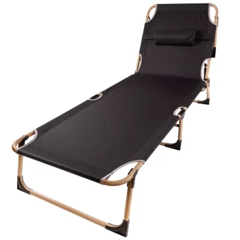 Luaro Folding Camping Bed with Adjustable Backrest, 193 cm, Grey