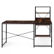 Modernhome Corner Desk with Bookshelf, Walnut