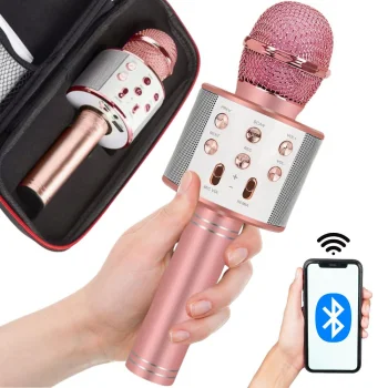 Wireless Bluetooth Karaoke Microphone with Speaker and Case