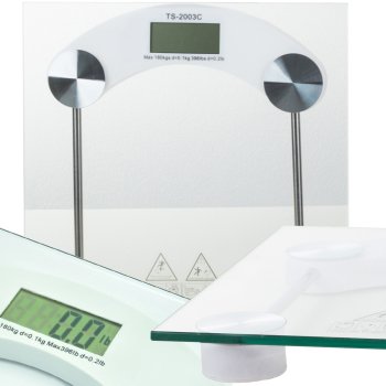 Electronic Bathroom Scale 180kg Glass Platform LCD Transparent