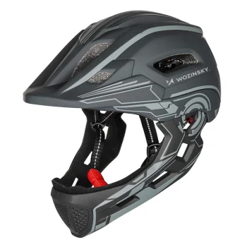 Wozinsky HT-27S Kids' Full Face Bike Helmet with USB LED Light S - Gray