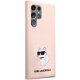 Karl Lagerfeld Liquid Silicone Ikonik Choupette vāciņš Samsung Galaxy S23 Ultra S918 rozā
