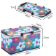Collapsible Thermal Picnic Basket, Blue with Floral Pattern, 48x28x22 cm