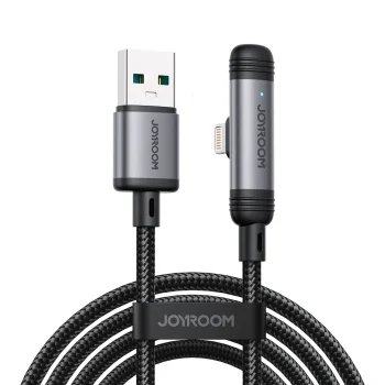 Joyroom S-A56 EnjoyX 90° USB-A ir Lightning laidas 3A 1.2m, juodas