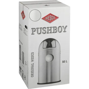 Wesco Pushboy 50L Trash Can, White Matt