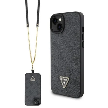Guess iPhone 15 Plus Case Crossbody 4G Metal Logo, Black