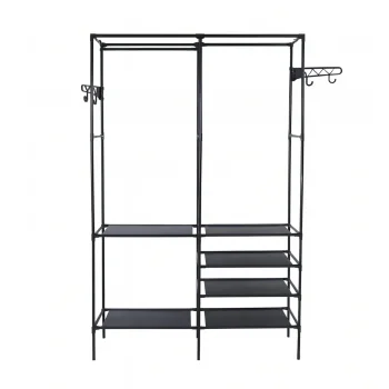 Clothes Rack with Shelves, Black