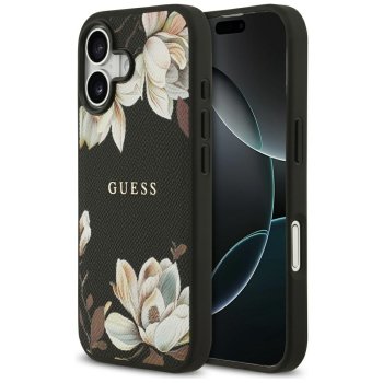 Guess Grained Flowers Classic Logo MagSafe Phone Case Cover iPhone 17 - black